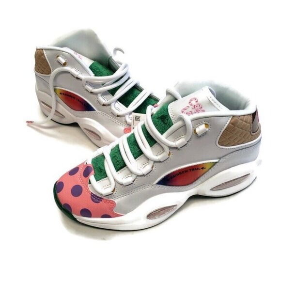 Reebok Size 4.5 Question Mid Candy Land x Hasbro Iverson Rainbow Trail GZ0081 - Picture 6 of 9
